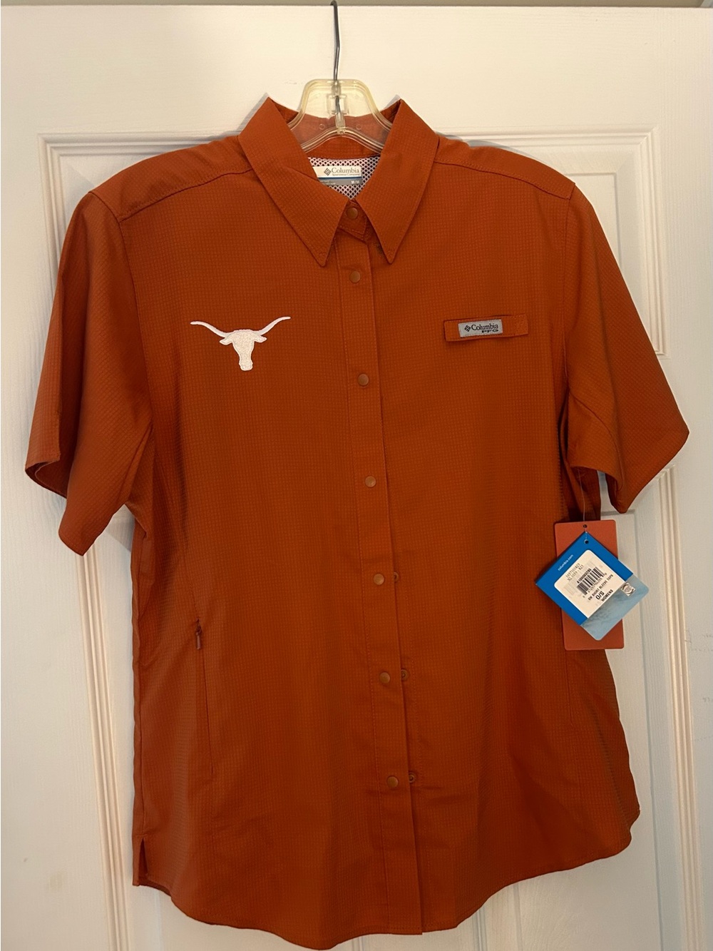Columbia women’s Short-Sleeve Button-Up Shirt - Texas Orange